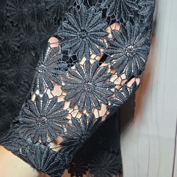 Berek Black Lace Floral Cut Out Blazer Womens Medium - Picture 6 of 10